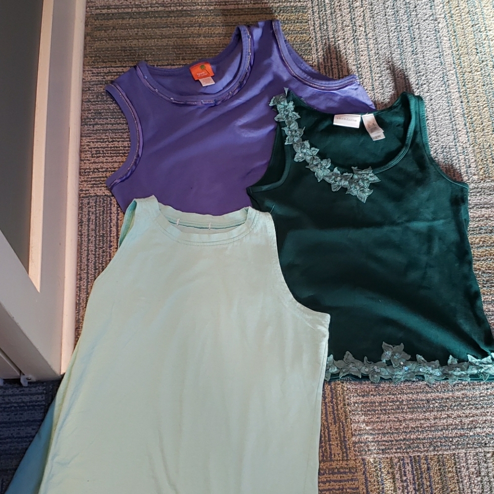 Womens Tank Tops - Group Of 3. Green And Purple